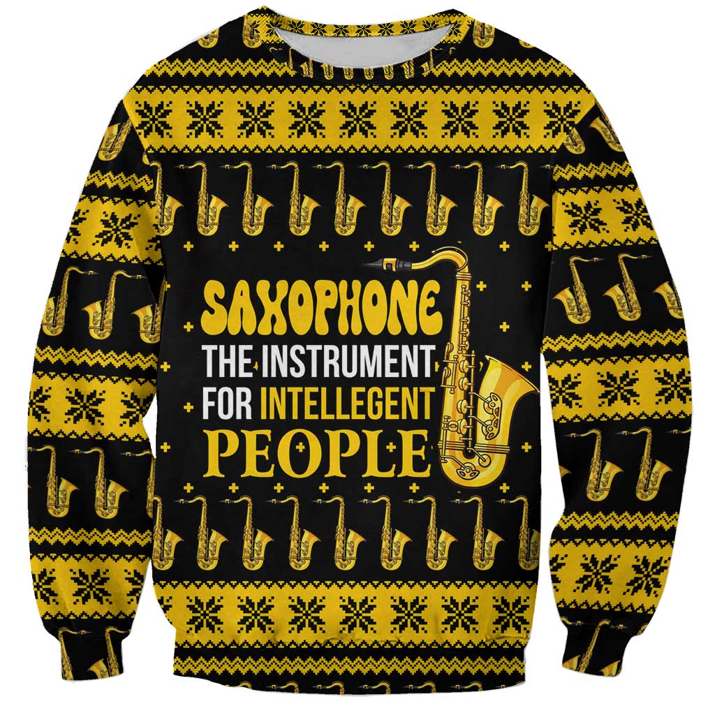 Saxophone The Instrument For Intellegent People Christmas Sweatshirt Xmas Holiday Patterns - Wonder Print Shop