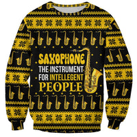 Saxophone The Instrument For Intellegent People Christmas Sweatshirt Xmas Holiday Patterns - Wonder Print Shop