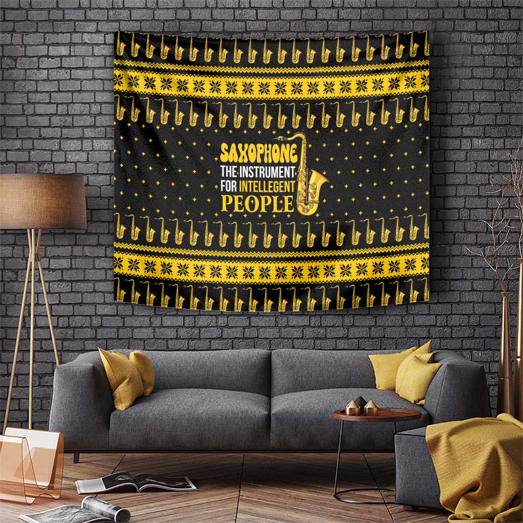 Saxophone The Instrument For Intellegent People Christmas Tapestry Xmas Holiday Patterns - Wonder Print Shop