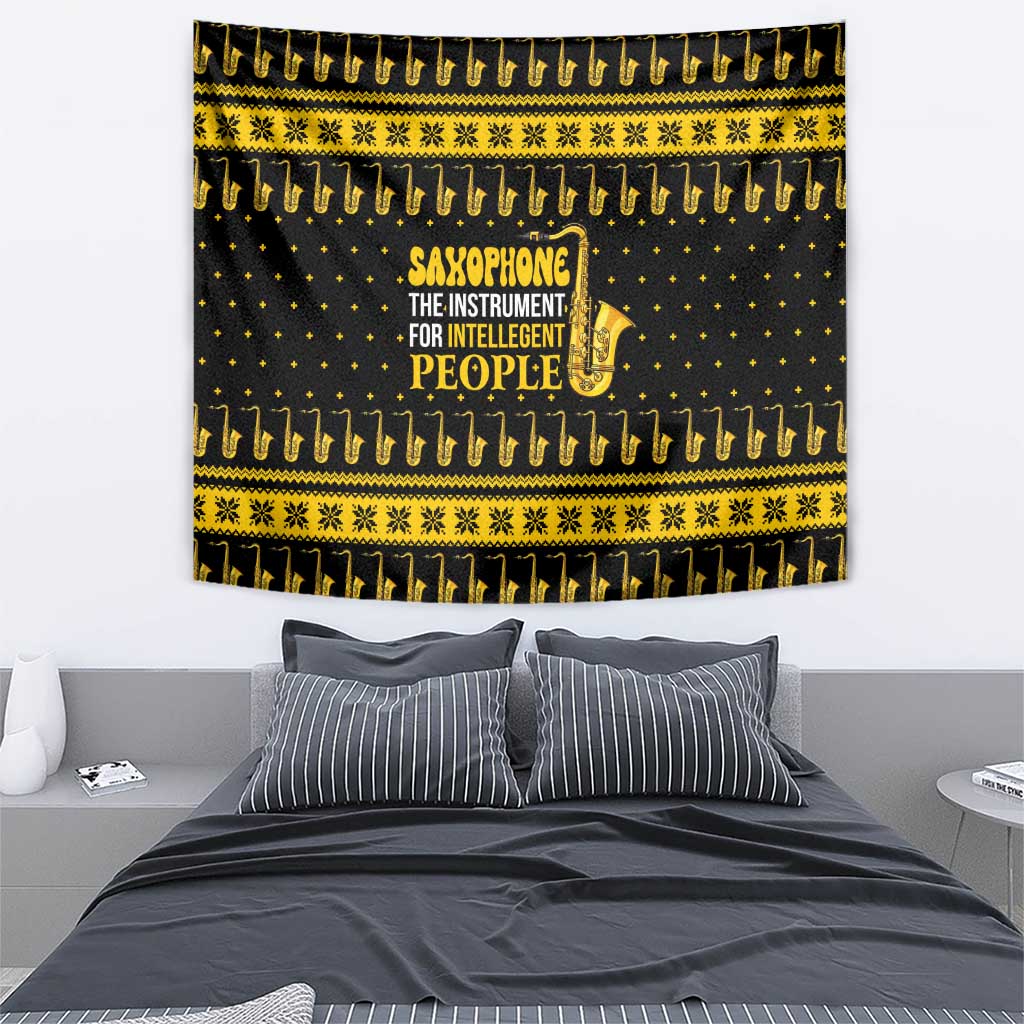 Saxophone The Instrument For Intellegent People Christmas Tapestry Xmas Holiday Patterns - Wonder Print Shop