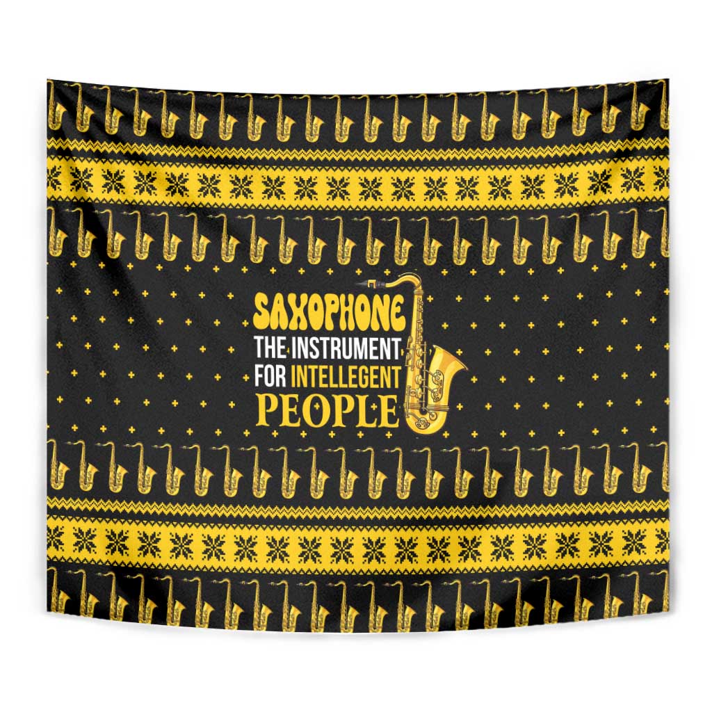 Saxophone The Instrument For Intellegent People Christmas Tapestry Xmas Holiday Patterns - Wonder Print Shop