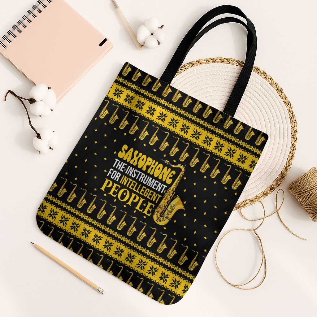 Saxophone The Instrument For Intellegent People Christmas Tote Bag Xmas Holiday Patterns - Wonder Print Shop