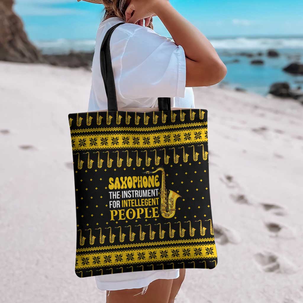Saxophone The Instrument For Intellegent People Christmas Tote Bag Xmas Holiday Patterns - Wonder Print Shop