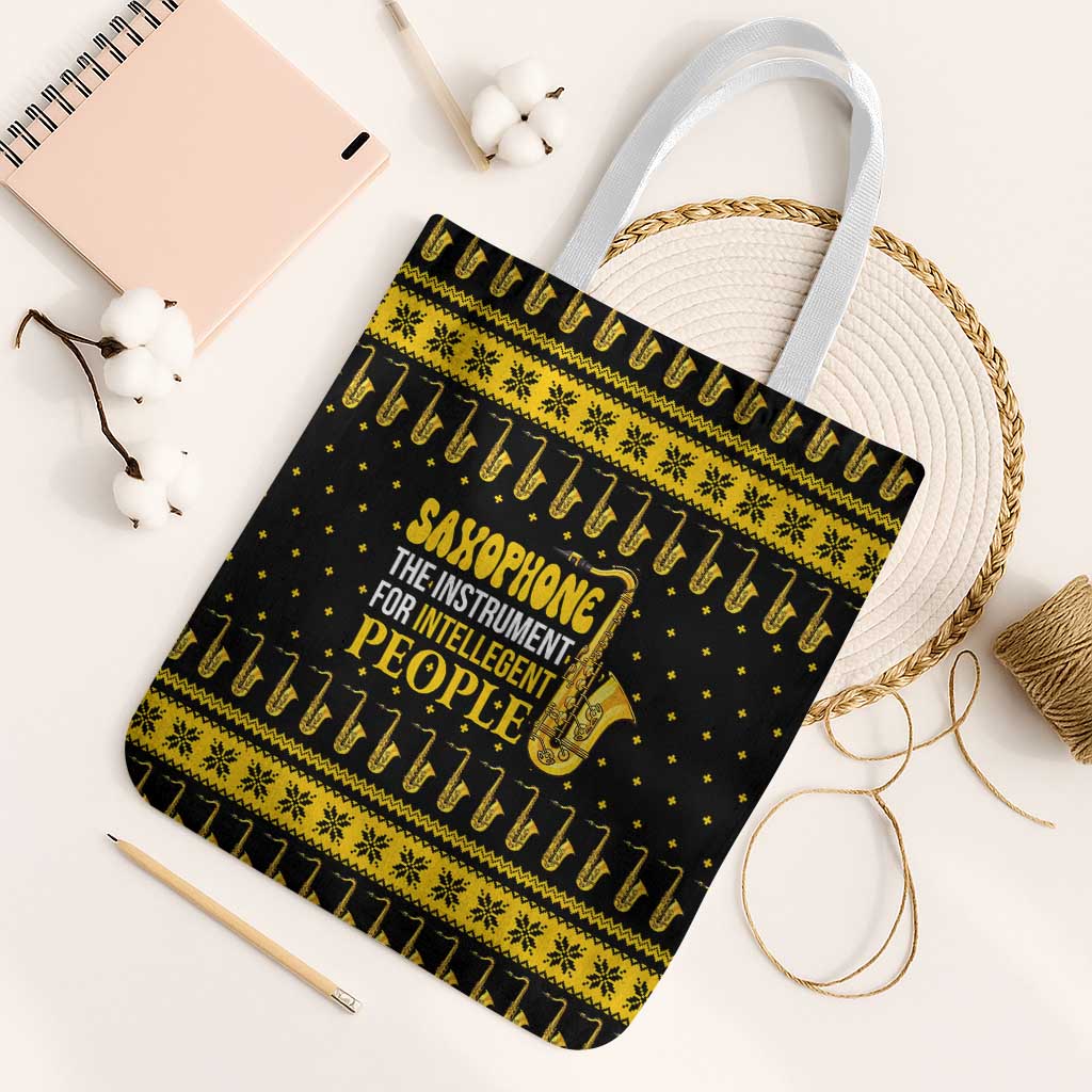 Saxophone The Instrument For Intellegent People Christmas Tote Bag Xmas Holiday Patterns - Wonder Print Shop