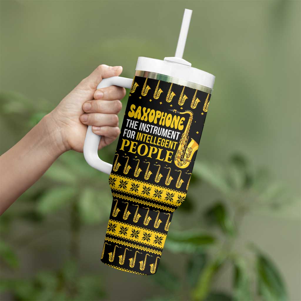 Saxophone The Instrument For Intellegent People Christmas Tumbler With Handle Xmas Holiday Patterns - Wonder Print Shop