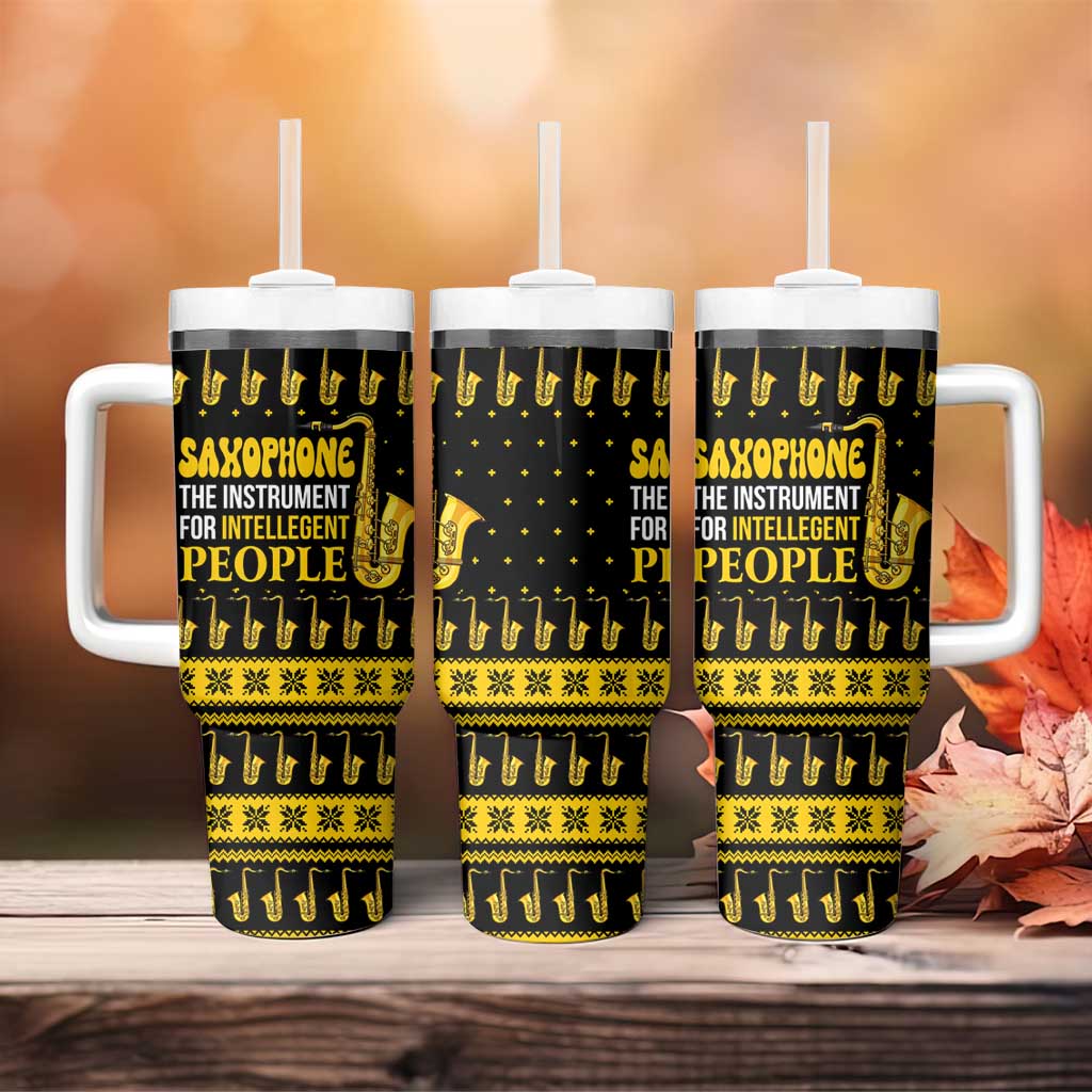 Saxophone The Instrument For Intellegent People Christmas Tumbler With Handle Xmas Holiday Patterns - Wonder Print Shop