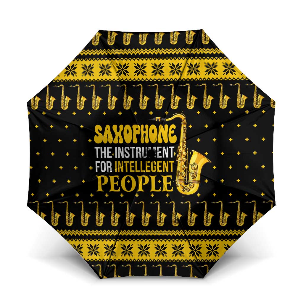 Saxophone The Instrument For Intellegent People Christmas Umbrella Xmas Holiday Patterns - Wonder Print Shop