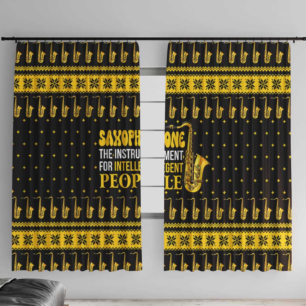 Saxophone The Instrument For Intellegent People Christmas Window Curtain Xmas Holiday Patterns - Wonder Print Shop