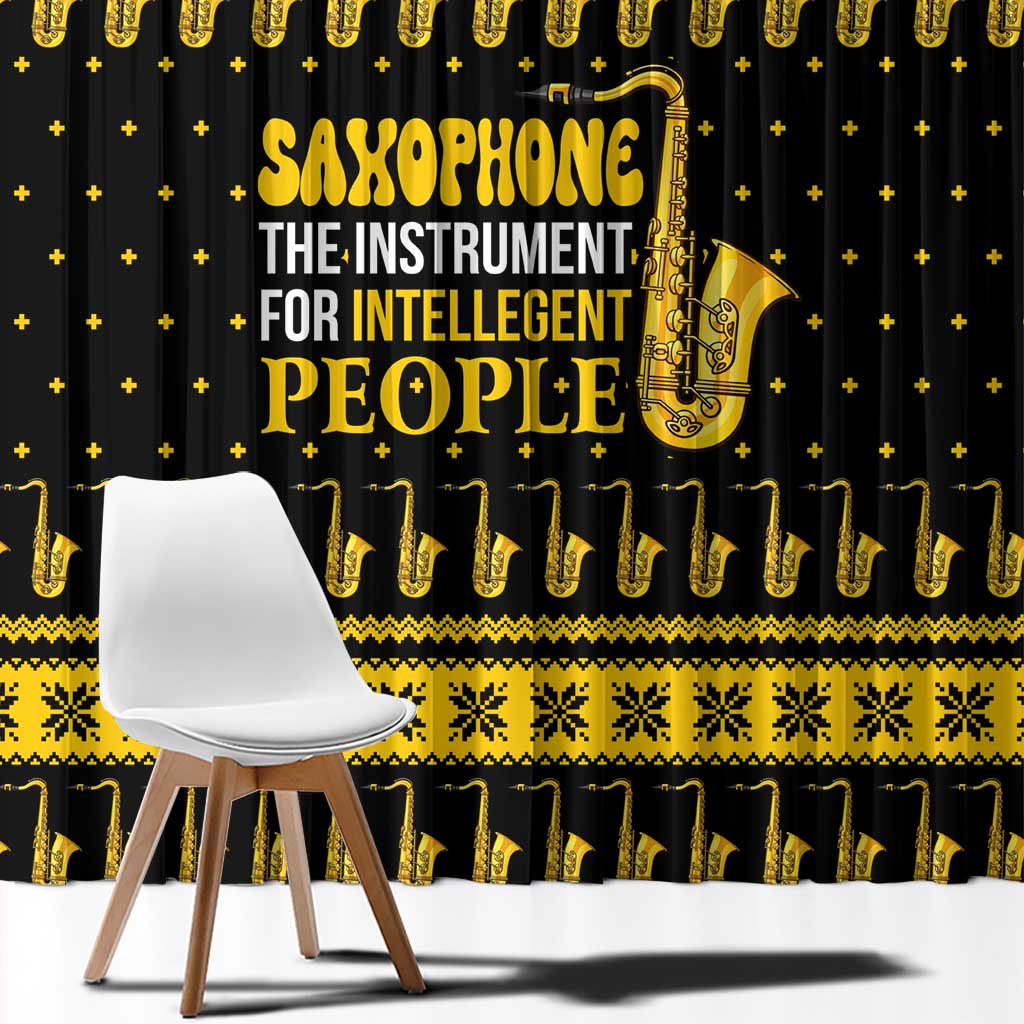 Saxophone The Instrument For Intellegent People Christmas Window Curtain Xmas Holiday Patterns - Wonder Print Shop
