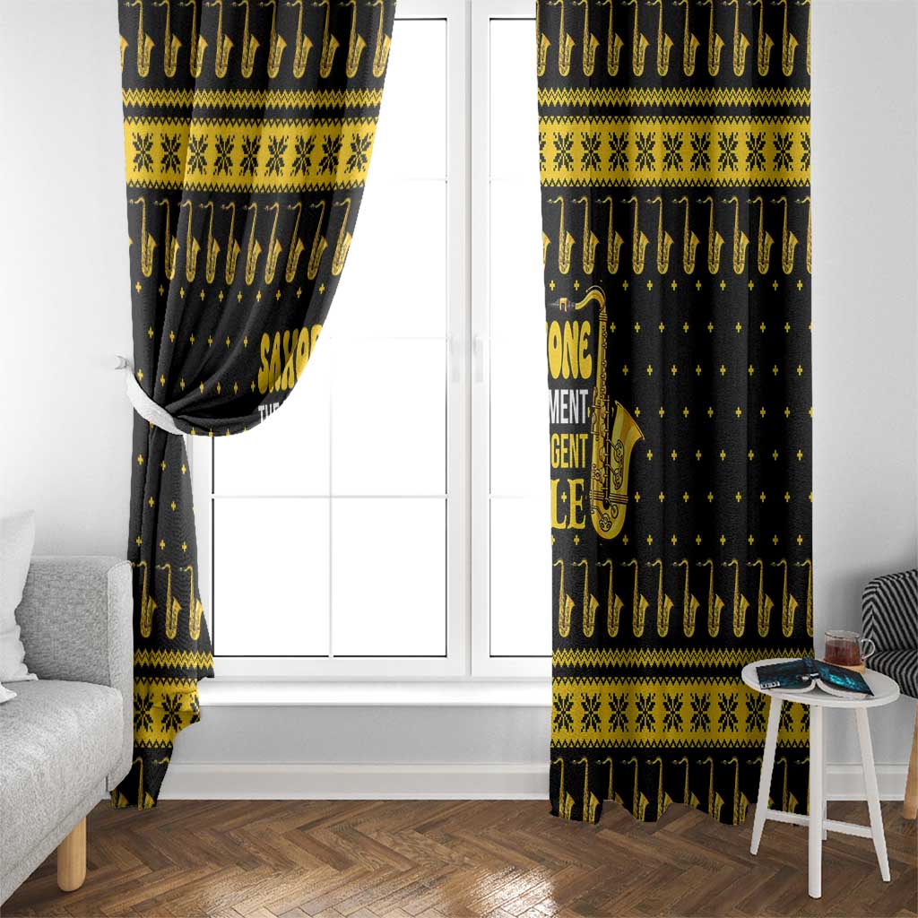 Saxophone The Instrument For Intellegent People Christmas Window Curtain Xmas Holiday Patterns - Wonder Print Shop