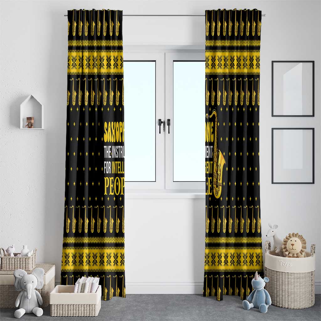 Saxophone The Instrument For Intellegent People Christmas Window Curtain Xmas Holiday Patterns - Wonder Print Shop