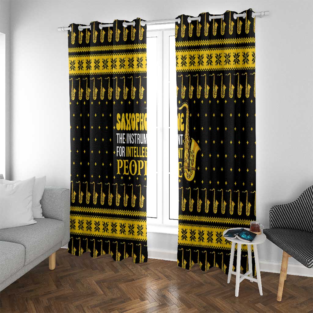 Saxophone The Instrument For Intellegent People Christmas Window Curtain Xmas Holiday Patterns - Wonder Print Shop
