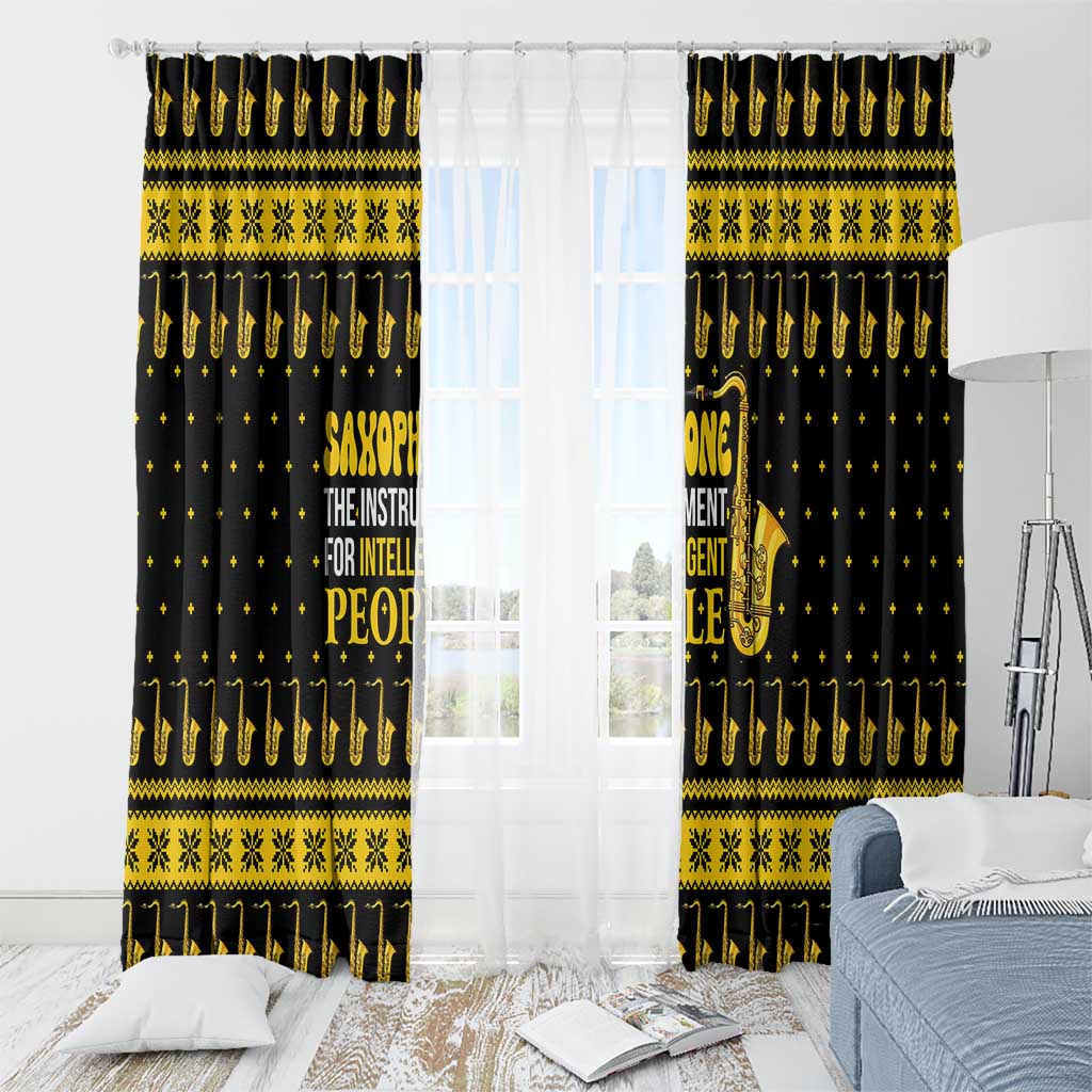 Saxophone The Instrument For Intellegent People Christmas Window Curtain Xmas Holiday Patterns - Wonder Print Shop