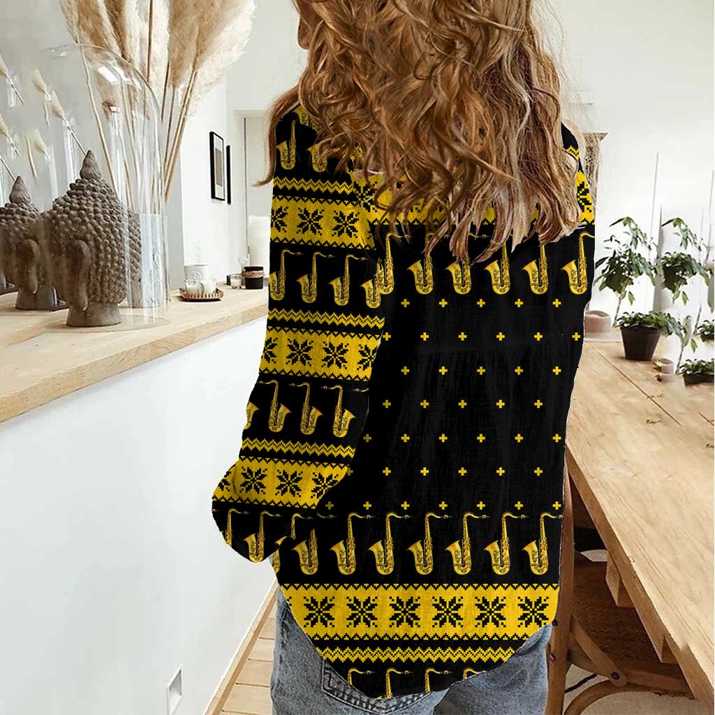 Saxophone The Instrument For Intellegent People Christmas Women Casual Shirt Xmas Holiday Patterns - Wonder Print Shop