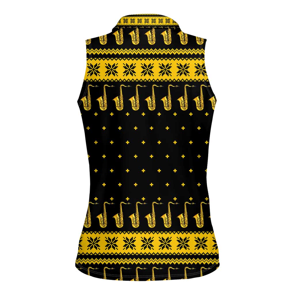 Saxophone The Instrument For Intellegent People Christmas Women Sleeveless Polo Shirt Xmas Holiday Patterns - Wonder Print Shop