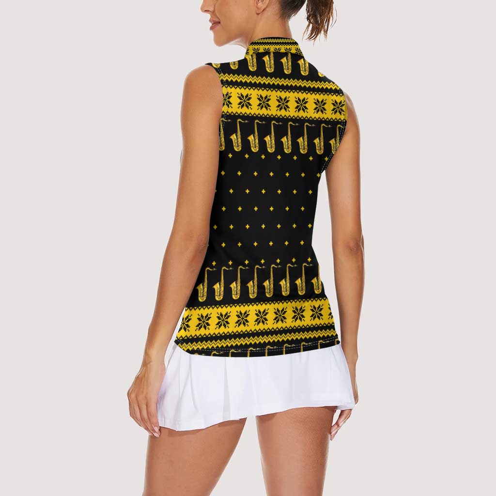 Saxophone The Instrument For Intellegent People Christmas Women Sleeveless Polo Shirt Xmas Holiday Patterns - Wonder Print Shop