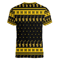Saxophone The Instrument For Intellegent People Christmas Women V-Neck T-Shirt Xmas Holiday Patterns - Wonder Print Shop