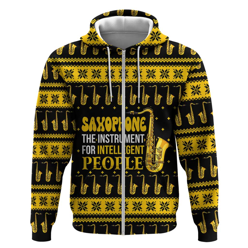 Saxophone The Instrument For Intellegent People Christmas Zip Hoodie Xmas Holiday Patterns - Wonder Print Shop