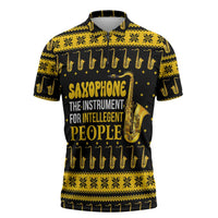 Saxophone The Instrument For Intellegent People Christmas Zipper Polo Shirt Xmas Holiday Patterns - Wonder Print Shop