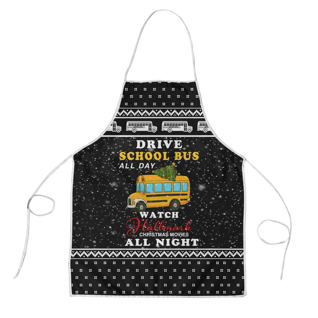 School Bus All Day Christmas Apron Xmas Holiday Patterns - Wonder Print Shop