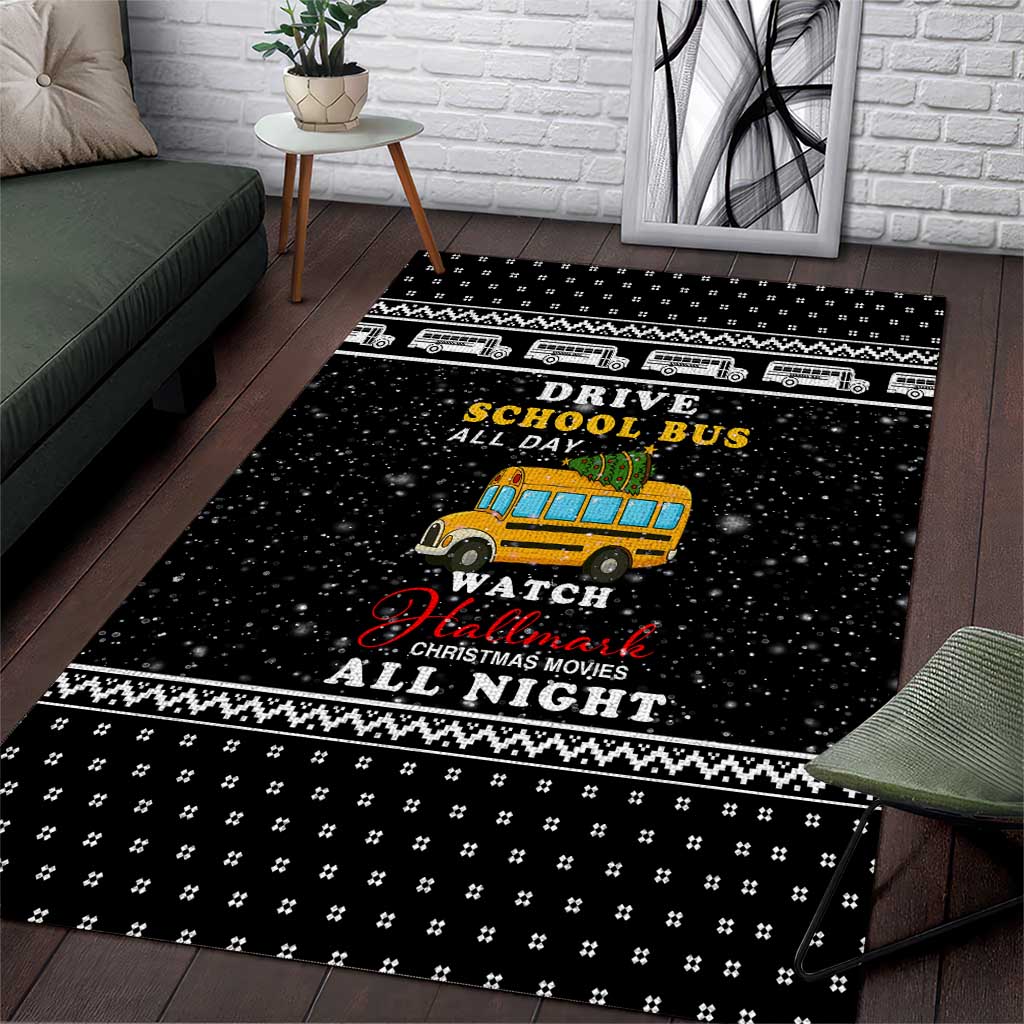 School Bus All Day Christmas Area Rug Xmas Holiday Patterns - Wonder Print Shop