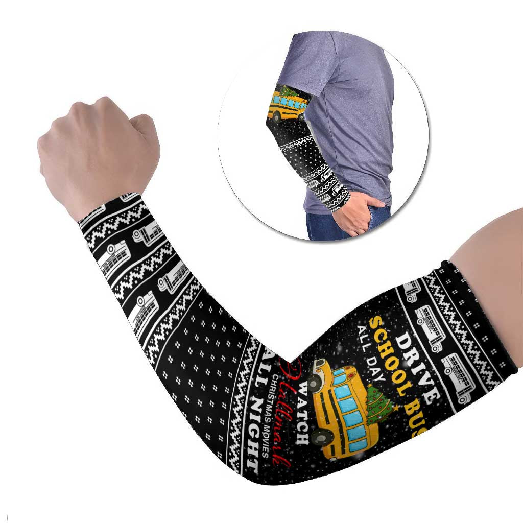 School Bus All Day Christmas Arm Sleeves Xmas Holiday Patterns - Wonder Print Shop