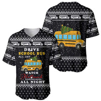 School Bus All Day Christmas Baseball Jersey Xmas Holiday Patterns - Wonder Print Shop