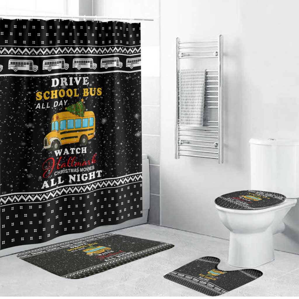 School Bus All Day Christmas Bathroom Set Xmas Holiday Patterns - Wonder Print Shop