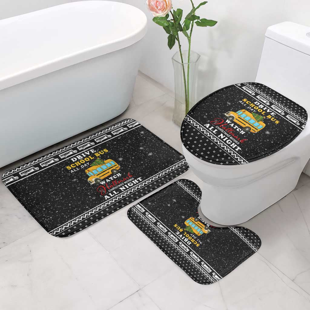 School Bus All Day Christmas Bathroom Set Xmas Holiday Patterns - Wonder Print Shop