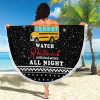 School Bus All Day Christmas Beach Blanket Xmas Holiday Patterns - Wonder Print Shop