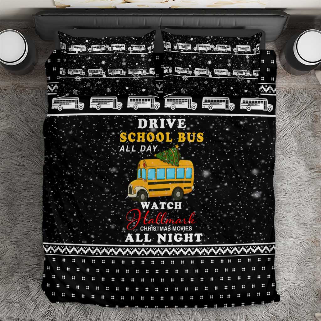 School Bus All Day Christmas Bedding Set Xmas Holiday Patterns - Wonder Print Shop