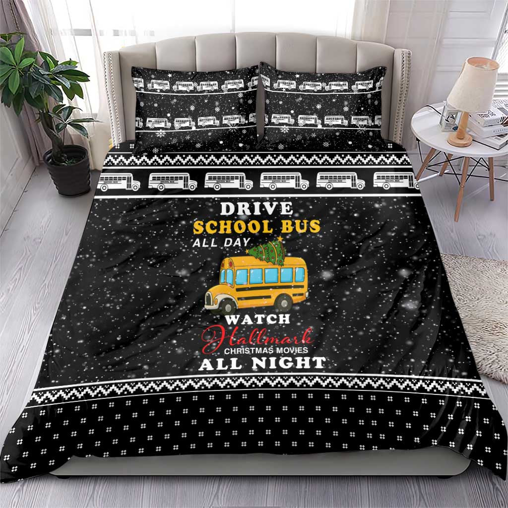 School Bus All Day Christmas Bedding Set Xmas Holiday Patterns - Wonder Print Shop