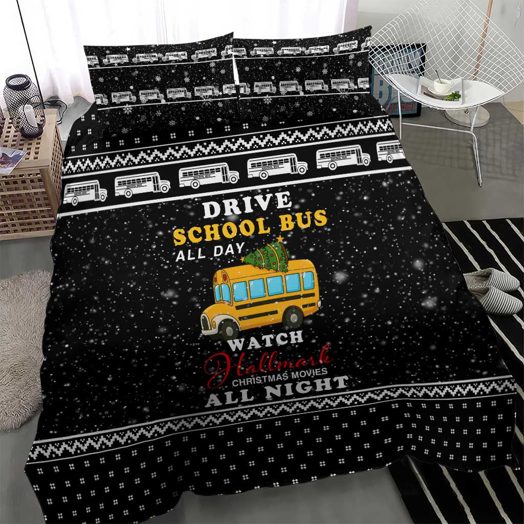 School Bus All Day Christmas Bedding Set Xmas Holiday Patterns - Wonder Print Shop