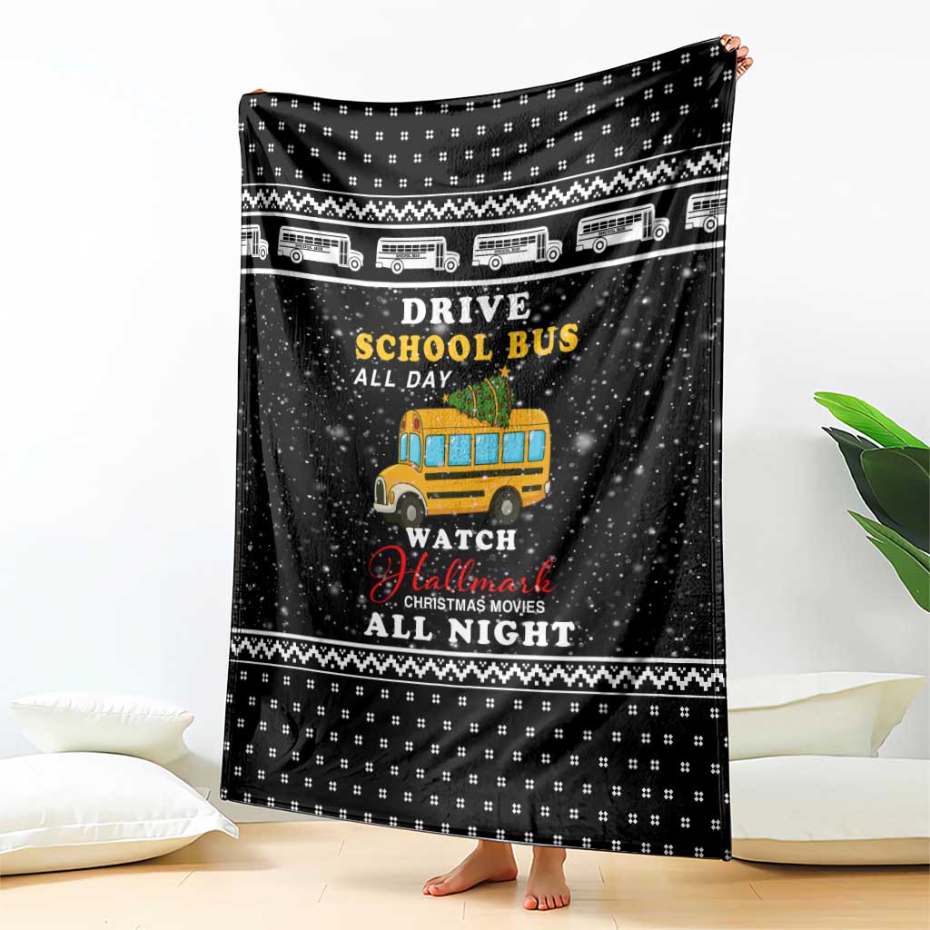 School Bus All Day Christmas Blanket Xmas Holiday Patterns - Wonder Print Shop