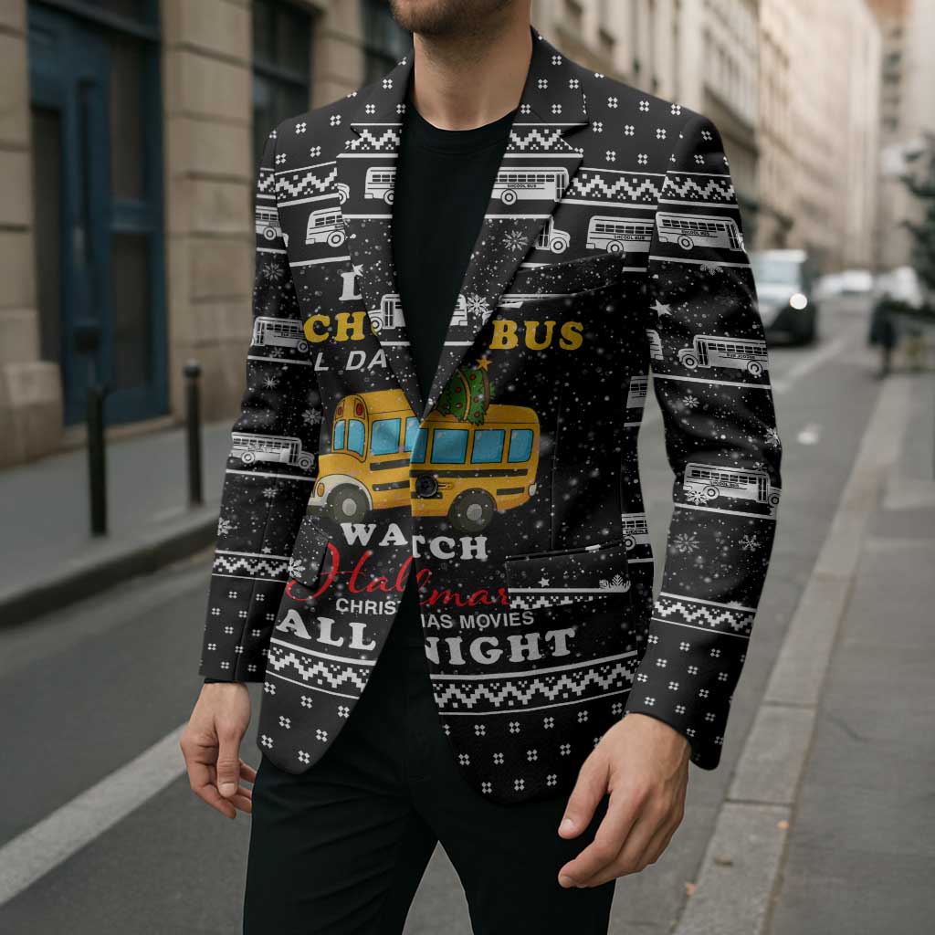School Bus All Day Christmas Blazer Xmas Holiday Patterns - Wonder Print Shop