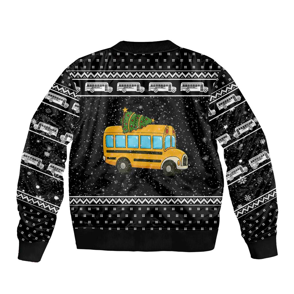 School Bus All Day Christmas Bomber Jacket Xmas Holiday Patterns - Wonder Print Shop