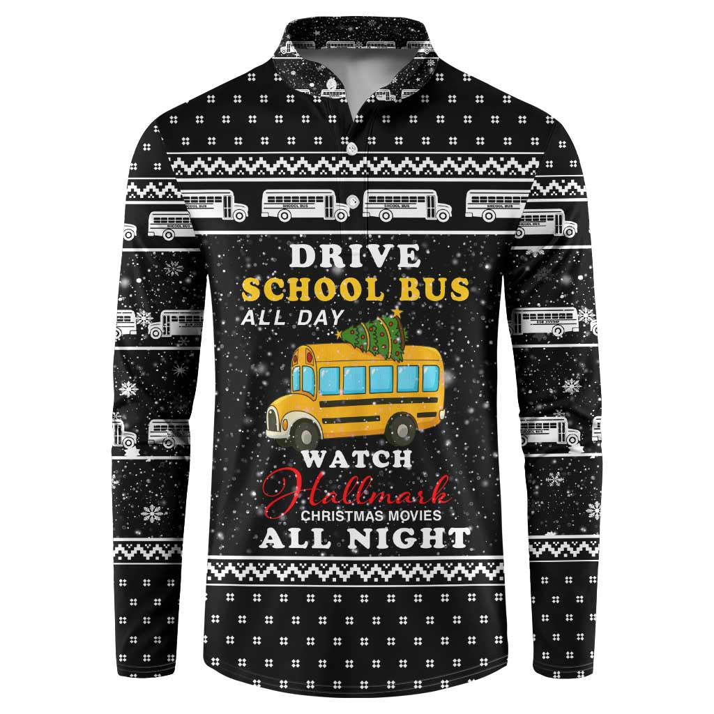 School Bus All Day Christmas Button Sweatshirt Xmas Holiday Patterns - Wonder Print Shop