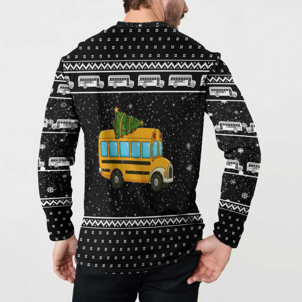 School Bus All Day Christmas Button Sweatshirt Xmas Holiday Patterns - Wonder Print Shop