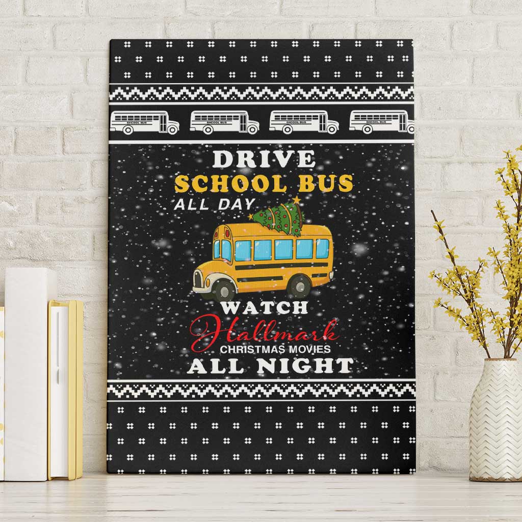 School Bus All Day Christmas Canvas Wall Art Xmas Holiday Patterns - Wonder Print Shop