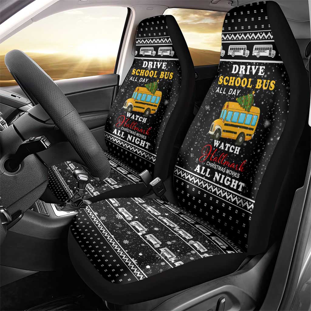 School Bus All Day Christmas Car Seat Cover Xmas Holiday Patterns - Wonder Print Shop