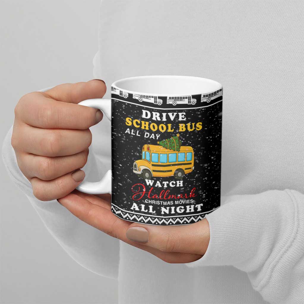 School Bus All Day Christmas Ceramic Mug Xmas Holiday Patterns - Wonder Print Shop