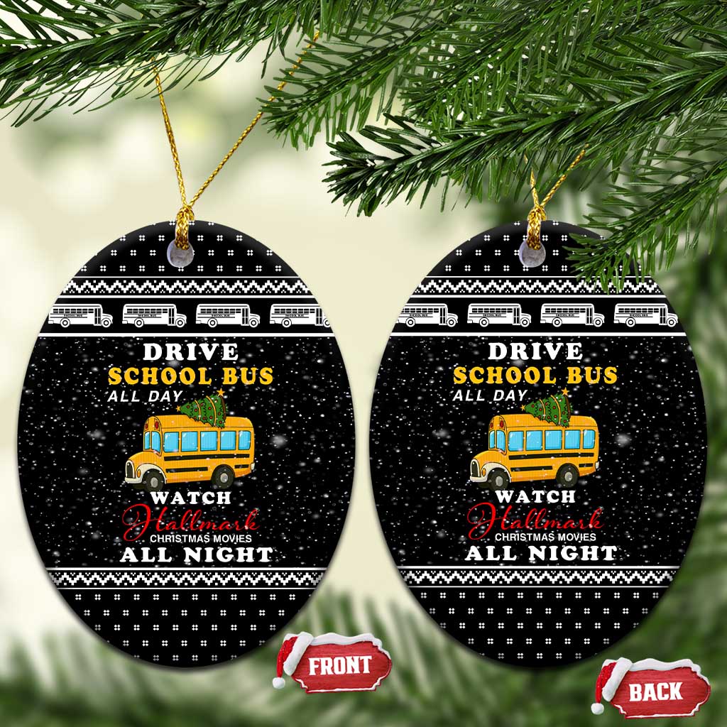 School Bus All Day Christmas Ceramic Ornament Xmas Holiday Patterns - Wonder Print Shop