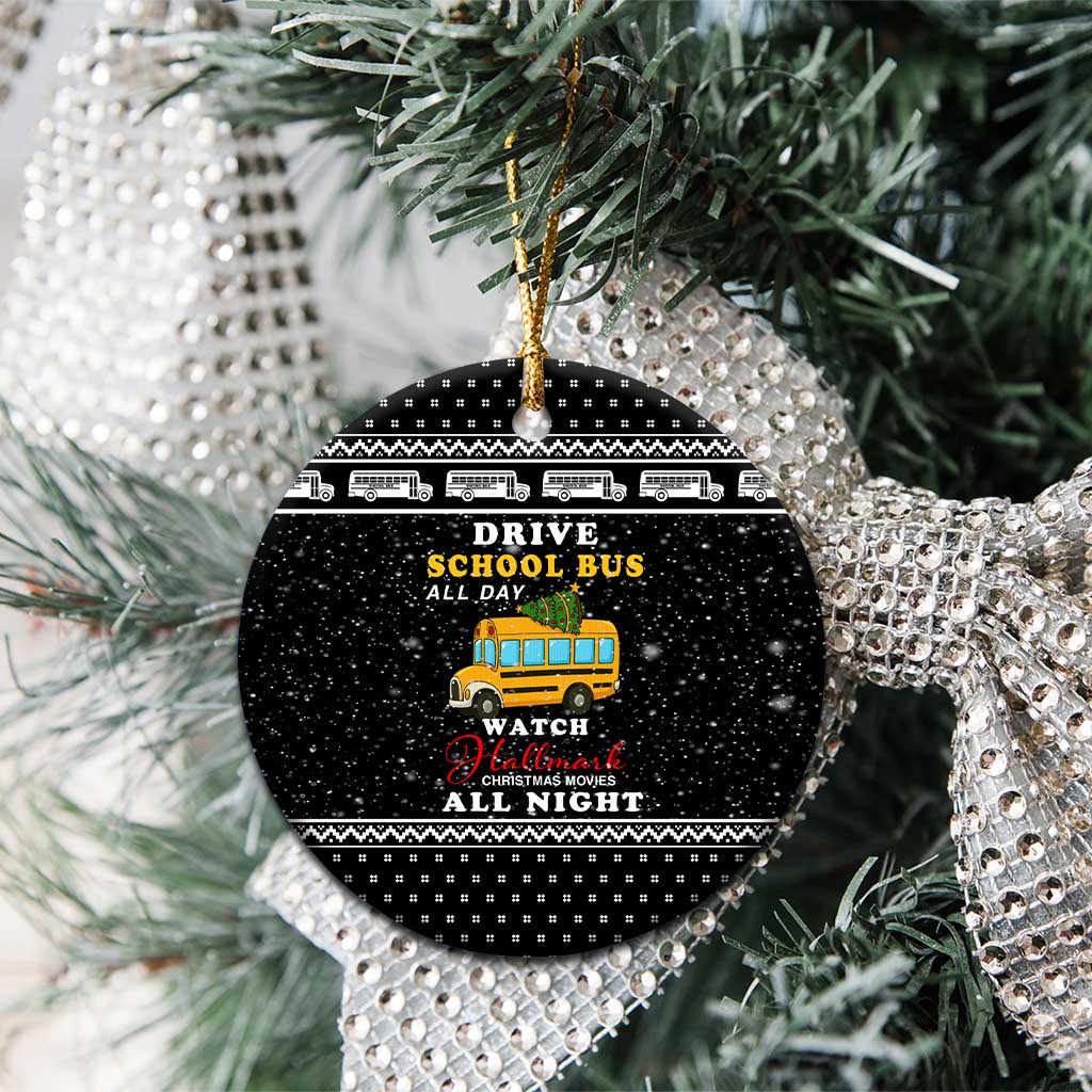 School Bus All Day Christmas Ceramic Ornament Xmas Holiday Patterns - Wonder Print Shop