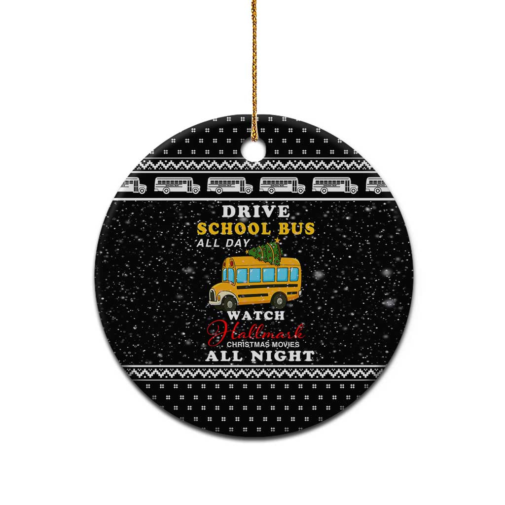 School Bus All Day Christmas Ceramic Ornament Xmas Holiday Patterns - Wonder Print Shop