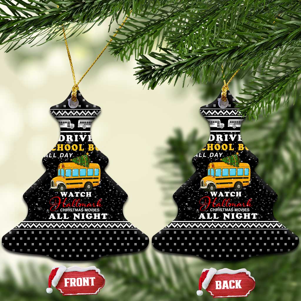 School Bus All Day Christmas Ceramic Ornament Xmas Holiday Patterns - Wonder Print Shop