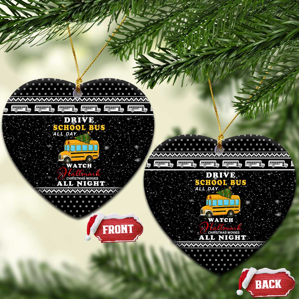 School Bus All Day Christmas Ceramic Ornament Xmas Holiday Patterns - Wonder Print Shop