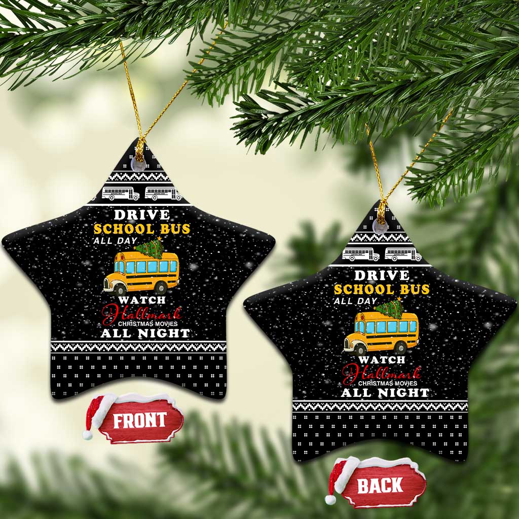 School Bus All Day Christmas Ceramic Ornament Xmas Holiday Patterns - Wonder Print Shop