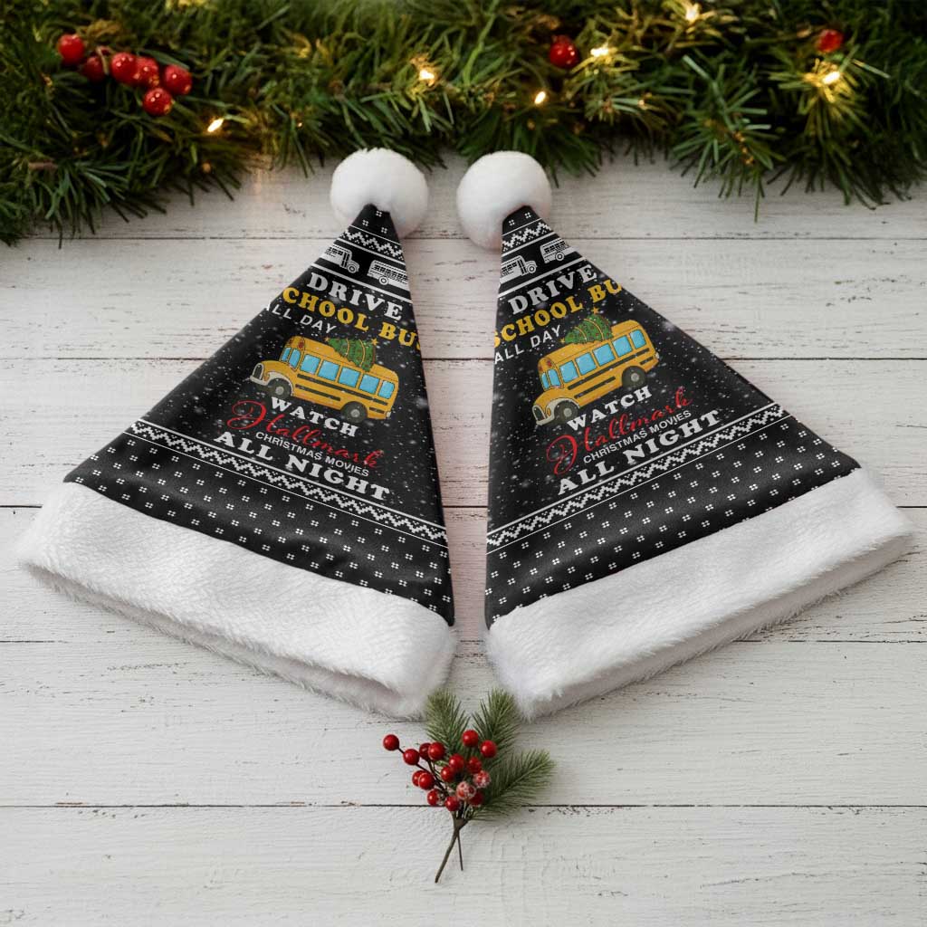 School Bus All Day Christmas Santa Hat Xmas Holiday Patterns - Wonder Print Shop