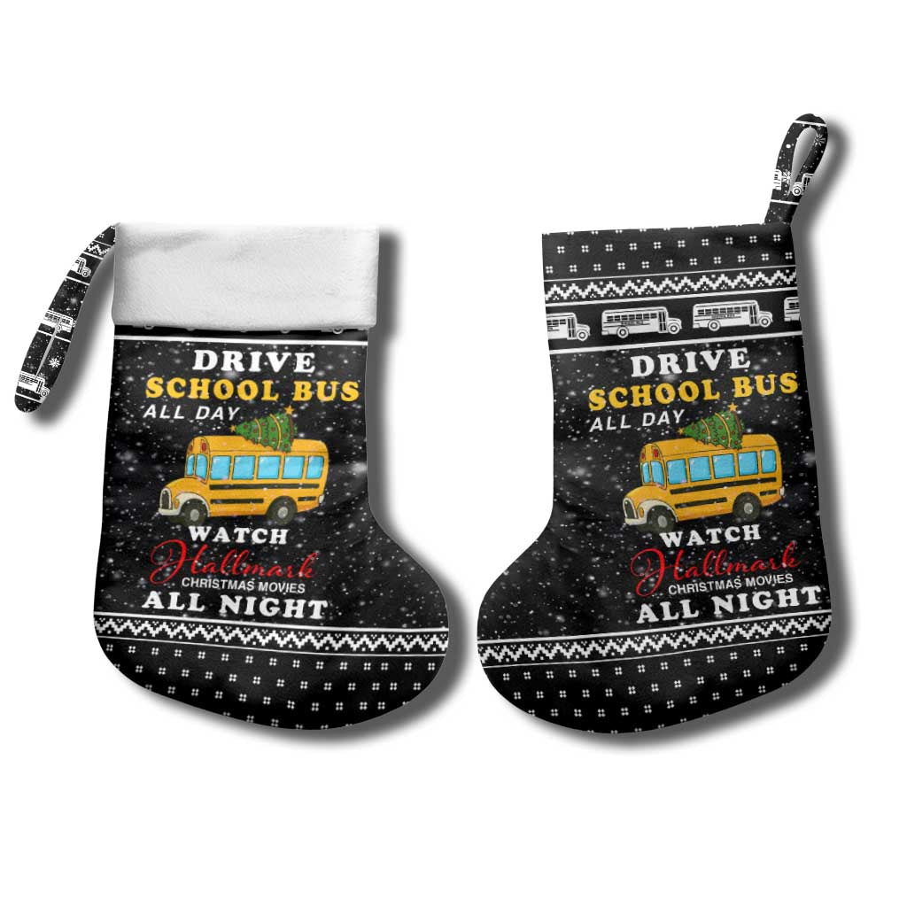 School Bus All Day Christmas Stocking Xmas Holiday Patterns - Wonder Print Shop