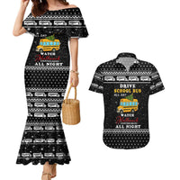 School Bus All Day Christmas Couples Matching Mermaid Dress and Hawaiian Shirt Xmas Holiday Patterns - Wonder Print Shop